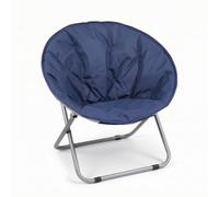 MagiDeal Sillón Plegable Colapsable Silla Lounge Redonda Asiento Bajo con Estructura Metálica Estable y Asiento Textil Confortable Se Pliega para Ahorrar, Azul Marino