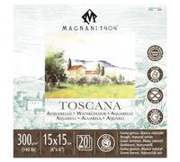 Magnani 1404 Toscana - Bloc de papel de acuarela 100% algodón, 20 hojas, 6 x 6 pulgadas, 140 libras, sin ácidos, resistente a los rayos UV, bordes cubiertos, papel de acuarela de tamaño vegano para