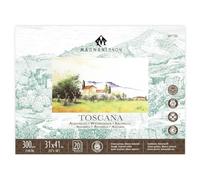 Magnani 1404 Toscana - Bloque de papel de acuarela 100% algodón, 20 hojas, 12 x 16, 140 libras, sin ácidos, resistente a los rayos UV, papel de acuarela de tamaño vegano para artistas, fabricado en