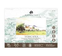 Magnani 1404 Toscana - Bloque de papel de acuarela 100% algodón, 20 hojas, 9 x 12, 140 libras, sin ácidos, resistente a los rayos UV, papel de acuarela de tamaño vegano para artistas, fabricado en