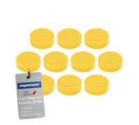 magnetoplan Imanes Ergo medianos | diámetro x alto 30 x 8 mm | 10 unidades, color amarillo dorado | fuerte fuerza de sujeción de 0,7 kg | para nevera, pizarra blanca, pizarra magnética