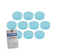 magnetoplan Imanes Ergo medianos | diámetro x alto 30 x 8 mm | 10 unidades, color azul bebé, fuerza de sujeción extrema de 0,7 kg, para frigorífico, pizarra blanca, pizarra magnética