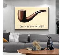 Magritte Famous This Is Not A Pipe - Cuadros en lienzo, carteles e impresiones, imágenes artísticas de pared para decoración del hogar y la sala de estar, 70 x 100 cm (28 x 39 pulgadas), sin marco