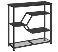 MAHANCRIS Mesa de Entrada, Consola de 5 Niveles, Mesita Estrecha de Estilo Industrial, Mesa de Sofá de 80 cm, Resistente Estructura Metálica, para Salón, Entrada, Pasillo, Negro ACTHB13101
