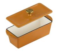 Mahlzeit Cazuela de hierro fundido con tapa esmaltada | 3 litros | apto para horno, apta para inducción, doble asado, asador de pato, grande esmaltado, olla para hornear, olla de asado (Sunny Orange)