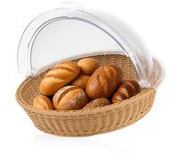 Mahlzeit Cesta de pan de ratán con tapa, panera con ventana, fiambrera de plástico, vitrina para buffet, mostrador de panadería, accesorios para buffet, caja para panecillos con tapa enrollable