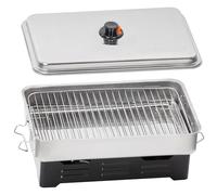 Mahlzeit Horno de Mesa para Ahumar con 2 Niveles de Acero Inoxidable | 47 x 27,5 x 20 cm | Ahumador de Acero Inoxidable | Caja para Ahumar, Horno de Pescado | Ahumador con 2 Quemadores