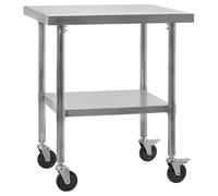 Mahlzeit Mesa de Acero Inoxidable para Cocina | 70 x 60 x 85 cm | Carrito Auxiliar, Gastronomía, Carro de Servir, Catering, Carrito Servicio de Acero Inoxidable de 2 Estantes