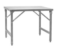 Mesa de acero inoxidable, 100 x 70 x 80 cm, mesa de trabajo plegable, mesa de cocina, mesa de preparación