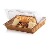 Mahlzeit Panera de Ratán con Tapa | 53,5 x 33 x 25 cm | Panera de Plástico, Mostrador de Panadería, Cesta de Mimbre para Panadería, Caja para Guardar el Pan, Panera con Tapa