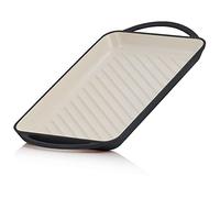Mahlzeit Plancha de Hierro Fundido Esmaltado Blue Berry | 39,5 x 22 x 3,5 cm | Parrilla para Asar con Asas, Rectangular, Estriada | Placa de Hierro Fundido Cocina Gas, Eléctrica, Inducción