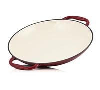 Mahlzeit Sartén esmaltada para paella | Ø 35 cm | Dark Cherry | Sartén de hierro fundido con dos asas | Sartén parrilla, paella paellera, sartén para paellera, sartén para horno, sartén para parrilla