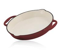 Mahlzeit Sartén Redonda de Hierro Fundido Esmaltado Dark Cherry | Ø 29 cm | Sartén Parrilla con Dos Asas y Dos Picos | Sartén para Barbacoa, Cocinas de Gas, Eléctricas, de Inducción
