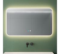Mai & Mai Espejo Baño LED 100x60 cm con Interruptor Táctil, Antivaho, Regulable en Brillo y Luz, Montaje en Pared, Diseño Moderno - Espejo LED Modelo LED03