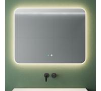 Mai & Mai Espejo Baño LED 90x70 cm con Interruptor Táctil, Antivaho, Regulable en Brillo y Luz, Montaje en Pared, Diseño Moderno - Espejo LED Modelo LED03