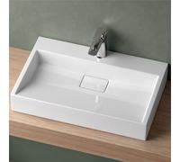 Mai & Mai Lavabo Blanco 100 x 46 x 11 cm sin Orificio Col19 | Lavabo rectangular sin orificio, mármol fundido y válvula incluida