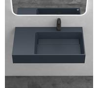 Mai & Mai Lavabo Derecho Antracita 75 cm, 1 Orificio para Grifo, Col12 | Lavabo de Baño Rectangular de Mármol Fundido con Desagüe, Instalación Sobre Encimera o Mural, Sin Rebosadero