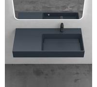 Mai & Mai Lavabo Derecho Antracita 90 cm, 1 Orificio para Grifo, Col12 | Lavabo de Baño Rectangular de Mármol Fundido, Instalación Sobre Encimera o Mural, Acabado Mate y Sin Rebosadero