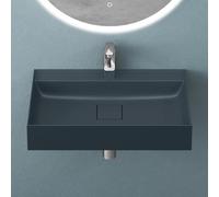Mai & Mai Lavabo Izquierdo sobre Encimera Antracita 60cm Col630 | Lavabo Suspendido Mármol Fundido con Orificio para Grifo y Válvula de Desagüe, Conexión Estándar DIN