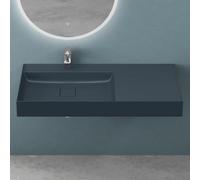 Mai & Mai Lavabo Izquierdo sobre Encimera Antracita 90cm Col630 | Lavabo Suspendido Mármol Fundido con Orificio para Grifo y Válvula de Desagüe, Conexión Estándar DIN