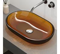 Mai & Mai Lavabo Resina Naranja Marrón 54 x 34 cm Ovalado Coloria03 | Sobre Encimera, Sin Orificio para Grifo, Coloria03
