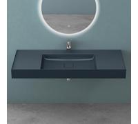 Mai & Mai Lavabo sobre Encimera Rectangular Antracita 120cm Col630 | Lavabo Suspendido Mármol Fundido con Orificio para Grifo y Válvula de Desagüe, Conexión Estándar DIN