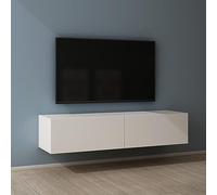 Mai & Mai Mueble de TV 140x40,2x30 cm - Blanco Mate, Mueble de Pared con Tirador Oculto y Cierre Suave, Almacenamiento para Salón