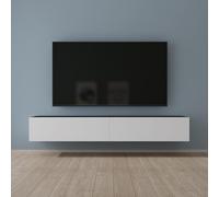 Mai & Mai Mueble de TV de Pared 200x40,2x30 cm - Mesa para Televisor con Tirador Oculto y Cierre Suave, Gris Negro y Blanco Mate, Mueble de Salón Moderno, Modelo TV02