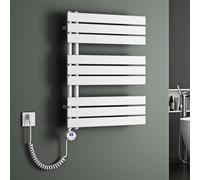 Mai & Mai Radiador de Baño Eléctrico 76x60 cm en Blanco Conexión Lateral Toallero Calentador de Toallas Calefacción de Baño con Barra Calefactora 600W