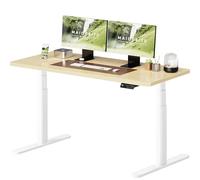 MAIDeSITe Escritorio de altura ajustable, 140 x 70 cm, altura ovalada, mesa alta eléctrica nergética, silencioso, doble motor, carga de 180 kg, con protección contra colisiones, función