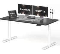 MAIDeSITe Escritorio de altura ajustable, 160 x 80 cm, altura ovalada, mesa alta eléctrica nergética, silencioso, doble motor, carga de 180 kg, con protección contra colisiones, función