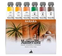 MAIMERI Blu Acuarelas Profesionales Monopigmento, set 6 Tubos 12 ml