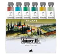 MAIMERI Blu Acuarelas Profesionales Monopigmento, set 6 Tubos 12 ml