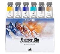 Maimeri MaimeriBlu BLU, Acuarelas de Bellas Artes, Set Ártico, Caja de cartón, Colores Surtidos, 6 Unidades 12ml, Multicolor, 12 ml