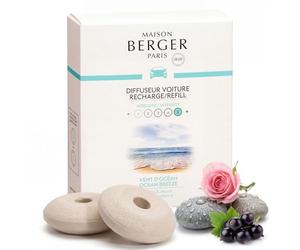 Maison Berger - Recambios Difusor Coche Vent d'Océan - Pack de 2 Recargas Cerámicas, Difusión Pasiva 4 a 6 Semanas, Sin Líquido ni Batería
