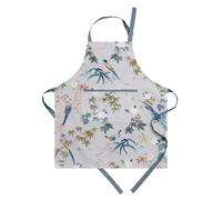 Maison d' Hermine Delantal de 100% algodón, 1 pieza, correa ajustable para el cuello, delantal con bolsillo central y cintas largas para hombre y mujer, Hokuzai - Gris, 70 cm x 80 cm (1er-Set)