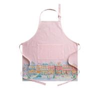 Maison d' Hermine Delantal de 100% algodón, 1 pieza, correa ajustable para el cuello, delantal con bolsillo central y cintas largas para hombre y mujer, Christmas Market - Rosa, 70 cm x 85 cm (1er-Set