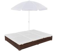Maison Exclusive: Cama de exterior tipo lounge con sombrilla, fabricada en ratán sintético, color marrón