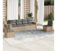 Maison Exclusive: Juego de jardín de 6 piezas con cojines, color beige, fabricado en polirratán
