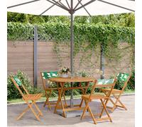 Maison Exclusive: Juego de mesa de jardín de 5 piezas, con tela y madera maciza, diseño de hojas