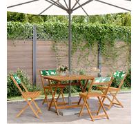 Maison Exclusive: Juego de mesa de jardín de 5 piezas, con tela y madera maciza, diseño de hojas