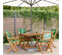 Maison Exclusive: Juego de mesa de jardín de 5 piezas, con tela y madera maciza, diseño de hojas