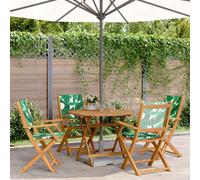 Maison Exclusive: Juego de mesa de jardín de 5 piezas, con tela y madera maciza, diseño de hojas