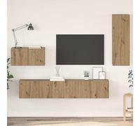 Maison Exclusive: Mueble de pared para televisión, modelo con 4 compartimentos, fabricado en madera contrachapada de roble artesanal