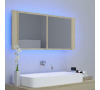 Maison Exclusive - Mueble espejo para baño con iluminación LED, acabado en roble Sonoma, 100x12x45 cm, material: acrílico