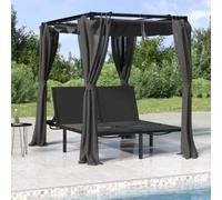 Maison Exclusive: Tumbona doble con cortinas y dosel, color antracita