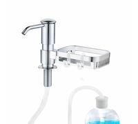 Maizoon Dispensador de Jabón para Cocina con Rejilla para Esponjas Bomba ABS Integrada y Tubo Extensible de 1 Metro Kit Fácil para Fregaderos y Encimeras Plata