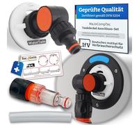 MaJoCompTec WATERTWIN Adaptador de depósito, filtro de agua, kit de contador, para tapa de depósito de agua de caravana, compatible con Gardena - Tipo 3 pines D: 78 (CLEAN-Set)