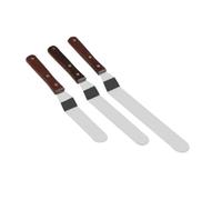 MAJORMENCH Espátula de Acero Inoxidable para Crema y Mantequilla Mango de Madera, Diseño Curvo Antiadherente, 3 Piezas para Decoración y Alisado en Cocina Diaria