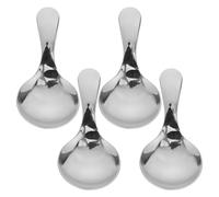 MAJORMENCH Juego de 4 Cucharas de Acero Inoxidable Plateadas Mango Corto Compacto, Resistentes a Manchas, para Café y Repostería en Cocinas Profesionales y Hogar